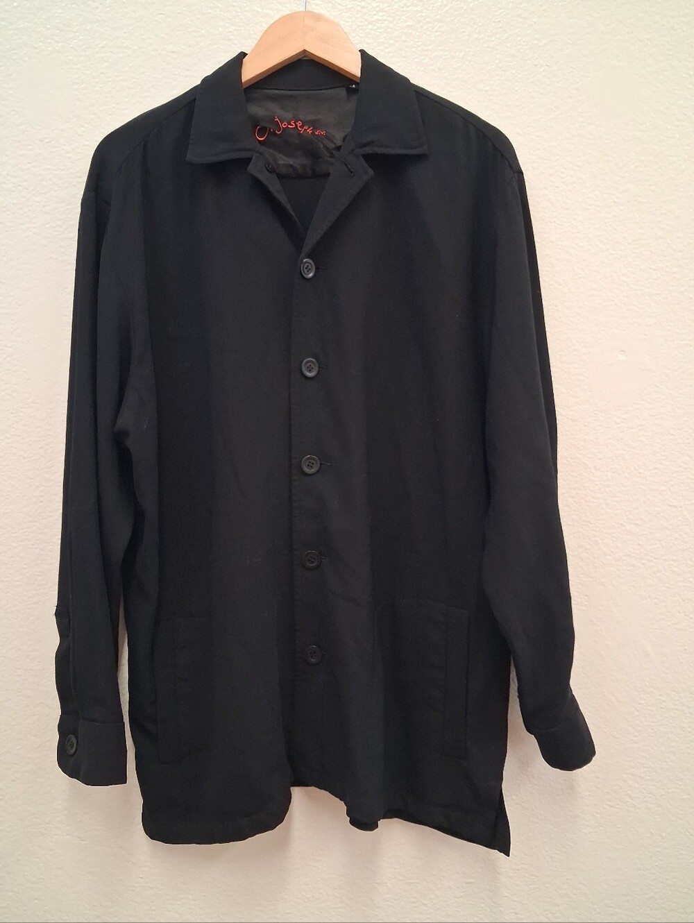 C Joseph New York Black Wool Loopneck Shirt Jacket Men's Medium USA